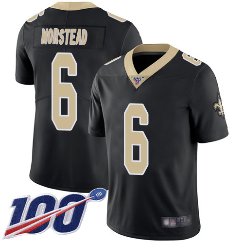 Men New Orleans Saints Limited Black Thomas Morstead Home Jersey NFL Football 6 100th Season Vapor Untouchable Jersey